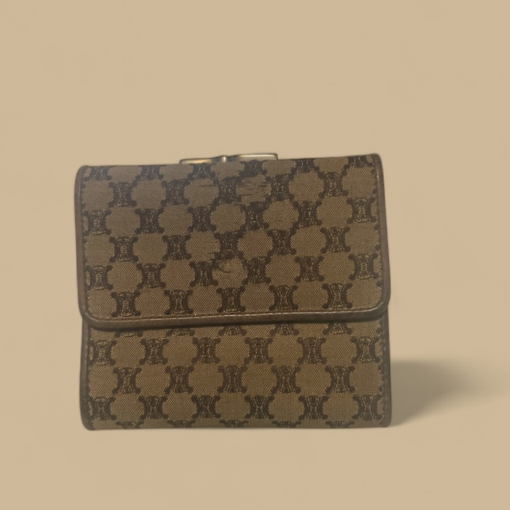 Celine Canvas Printed Wallet with kiss-lock EUC
